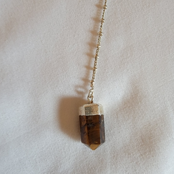 Tiger's Eye Point Pendant Necklace - Picture 4 of 4